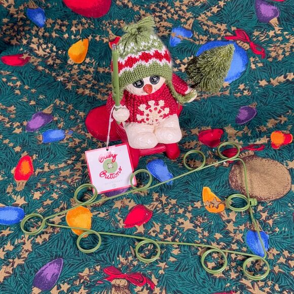 Dept 56 Billy Buttons Snowman With Tree Card Holder 2001 Super Rare with Box - Picture 3 of 16